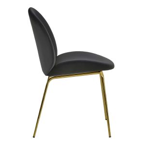 Balou-parker dining table and 5-piece chairs set Mdf black-velvet anthracite D120x73cm
