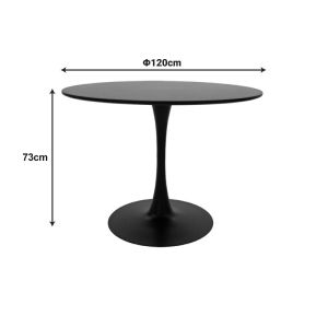 Balou-parker dining table and 5-piece chairs set Mdf black-velvet anthracite D120x73cm