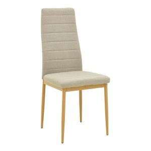 Balou-parker dining table and 5-piece chairs set white-beige D120x73cm