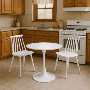 Dining table set Elijah-aurora I 3 pieces in white-gray color �60x74cm