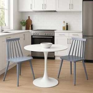 Dining table set Elijah-aurora I 3 pieces in white-gray color �60x74cm