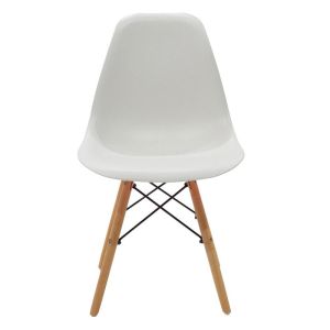 Elijah-julita 3-piece dining table set Pp-pu in white with natural legs �60x74cm