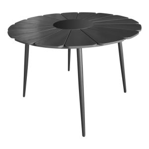 Pinap-dashiell 5-piece dining table set, black aluminum and black-tinted plywood 110x74cm