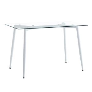 Quana-aurora I dining table set of 5 pieces in transparent-white color 120x70x75cm