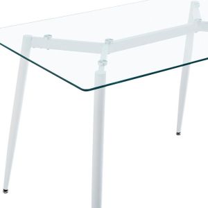 Quana-aurora I dining table set of 5 pieces in transparent-white color 120x70x75cm