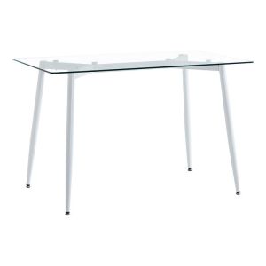 Quana-gaston dining table set of 5 pieces, 8mm transparent glass - white 120x70x75cm