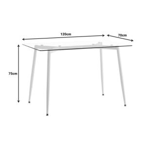 Quana-julita 5-piece dining table set, 8mm transparent glass - black legs 120x70x75cm