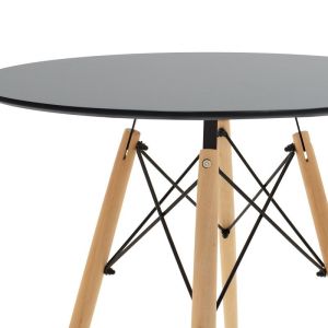 3-piece dining table set Julita-caron Mdf in black-natural color D60x73cm