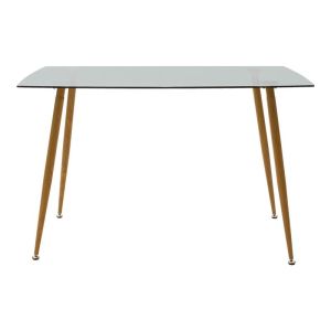 5-piece dining table set Chloe-parker glass in dark gray-natural color 120x70x75cm