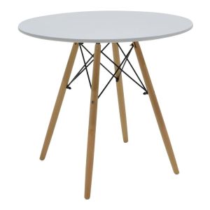 Julita-parker dining table set of 5 pieces Mdf white-natural legs D80x73cm