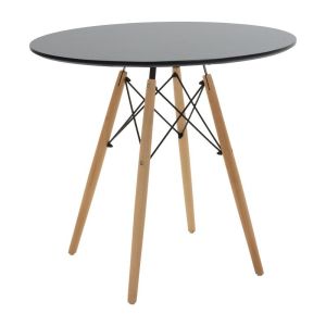 5-piece dining table set Julita-caron Mdf in black-natural color D80x76cm