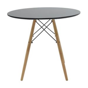 5-piece dining table set Julita-caron Mdf in black-natural color D80x76cm
