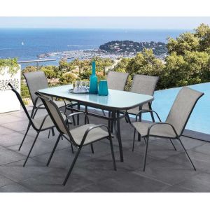 Dining table set 160x90 Bruno and 6 chairs Leon Hm5206,01