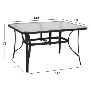 Dining table set 5 pieces Hm10562.01 with table 150x90x72cm made of metal gray color