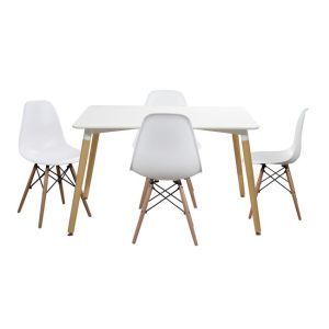 Dining table set 5 pieces Minimal 120x80- Twist white Hm10080,01