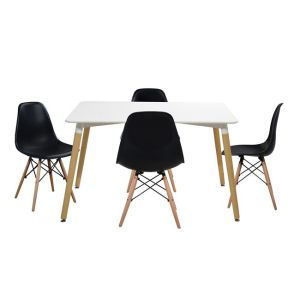 Dining table set 5 pieces Minimal 120x80x73cm- Twist black Hm10080,02