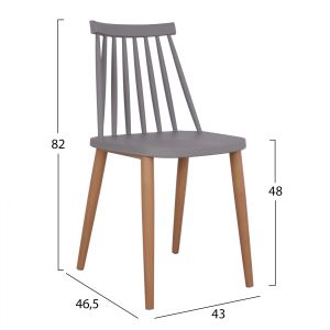 Dining table set 5 pieces Minimal with Vanessa gray chairs Hm11327,10 120x80x73cm
