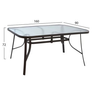 Dining table set 7 pieces Hm10564.01 with table 160x90x72cm made of brown metal