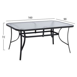 Dining table set 7 pieces Hm10564.01 with table 160x90x72cm made of gray metal