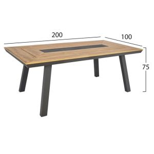 Dining table set 7 pieces aluminum in gray color Hm5233,02