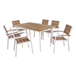 Dining table set 7 pieces white color Hm5240