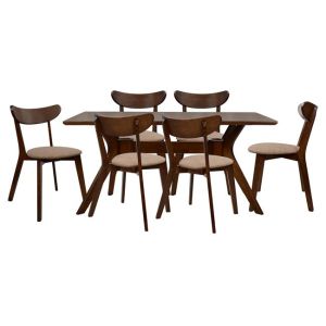 Dining table set 7 pieces walnut table and chairs Roselyn Hm10068