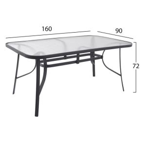 Dining table set 7 pieces chairs with cushions and table 160x90 Hm10571.01 gray color