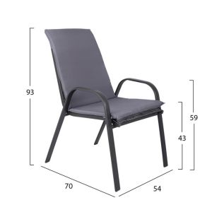 Dining table set 7 pieces chairs with cushions and table 160x90 Hm10571.01 gray color