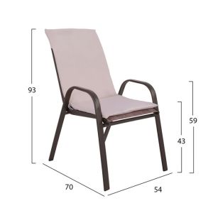 Dining table set 7 pieces chairs with cushions and table 160x90 Hm10571,02 brown color