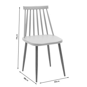 Dining table set Aurora-natali of 5 Pp-mdf white-gray-natural color 80x80x76cm