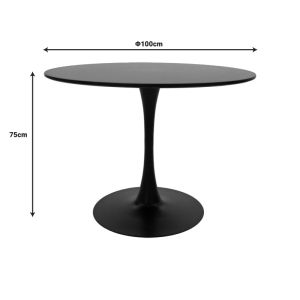 Balou-caron dining table set made of 5 MDF and PP in black-natural shade 100x75cm