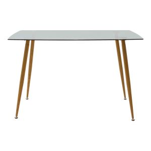 Chloe-ezra 5-piece dining table set, anthracite glass 8 mm - natural legs 120x70x75 cm