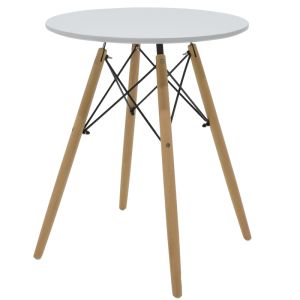 Dining table set Ezra-julita of 3 Pp-mdf white-natural color D60x73cm