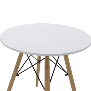 Dining table set Ezra-julita of 3 Pp-mdf white-natural color D60x73cm