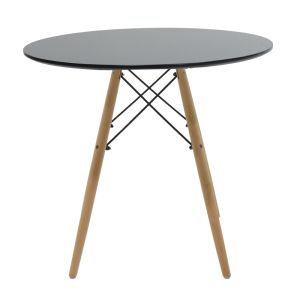 Dining table set Ezra-julita of 5 Pp-mdf in black-natural color D80x73cm