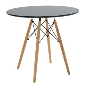 Dining table set Ezra-julita of 5 Pp-mdf in black-natural color D80x73cm