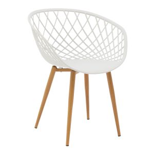 Dining table set Ezra-natali of 5 Pp-mdf white-natural color 80x80x76cm