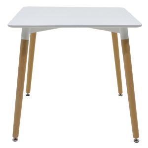 Dining table set Ezra-natali of 5 Pp-mdf white-natural color 80x80x76cm