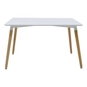 Dining table set Ezra-natali of 5 Pp-mdf in gray-white color with natural legs 120x80x76cm