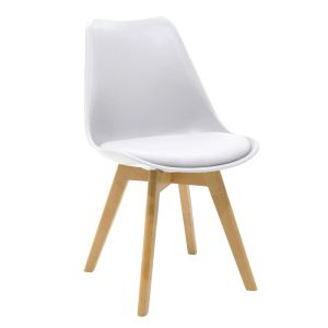 Julita-gaston dining table set of 3 pieces made of MDF and beech in white-natural shade 60x73cm