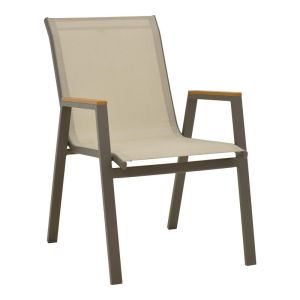 Lafla-azelie 7-piece dining table set, aluminum and plywood in champagne color in a natural shade 160-240x100x75cm