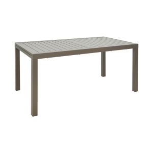Lafla-azelie 7-piece dining table set, aluminum and plywood in champagne color in a natural shade 160-240x100x75cm