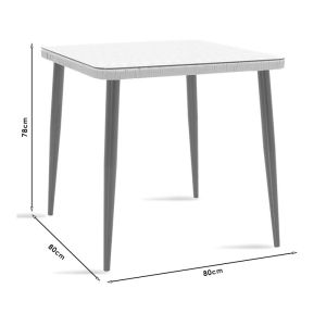 Naoki U dining table set of 5 rattan chairs in natural shade and black metal 80x80x78cm