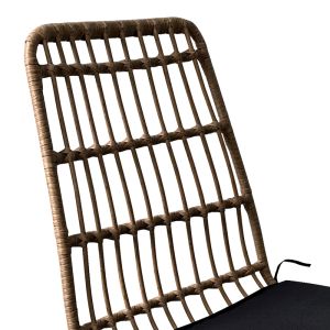 Naoki U dining table set of 7 rattan pieces in natural shade and black metal 160x90x78cm