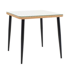 Naoki V dining table set of 3 rattan chairs in natural shade and black metal 80x80x78cm