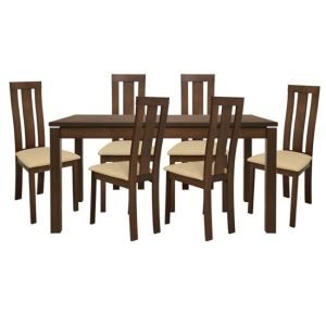 Dining table set Opening and 6 chairs walnut color Hm10090