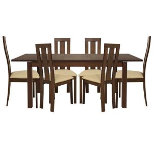 Dining table set Opening and 6 chairs walnut color Hm10090