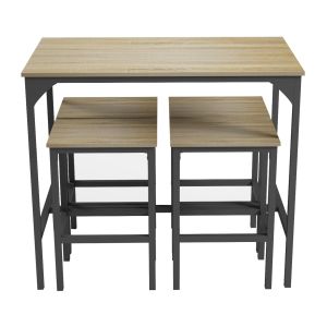 Dining table and chairs set 5 pcs, Boxy with black metal frames-melamine finish in sona HM9882.01