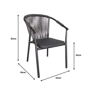 DINING TABLE AND CHAIRS SET KLITON-CONVINCE 5-PIECE ALUMINUM IN ANTHRACITE COLOR 80X80X74CM