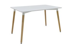 Dining table set Natalie-Gaston set 5 pieces white in white-natural shade 120x80x73cm